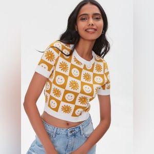 Happy Face Sweater-Knit Tee